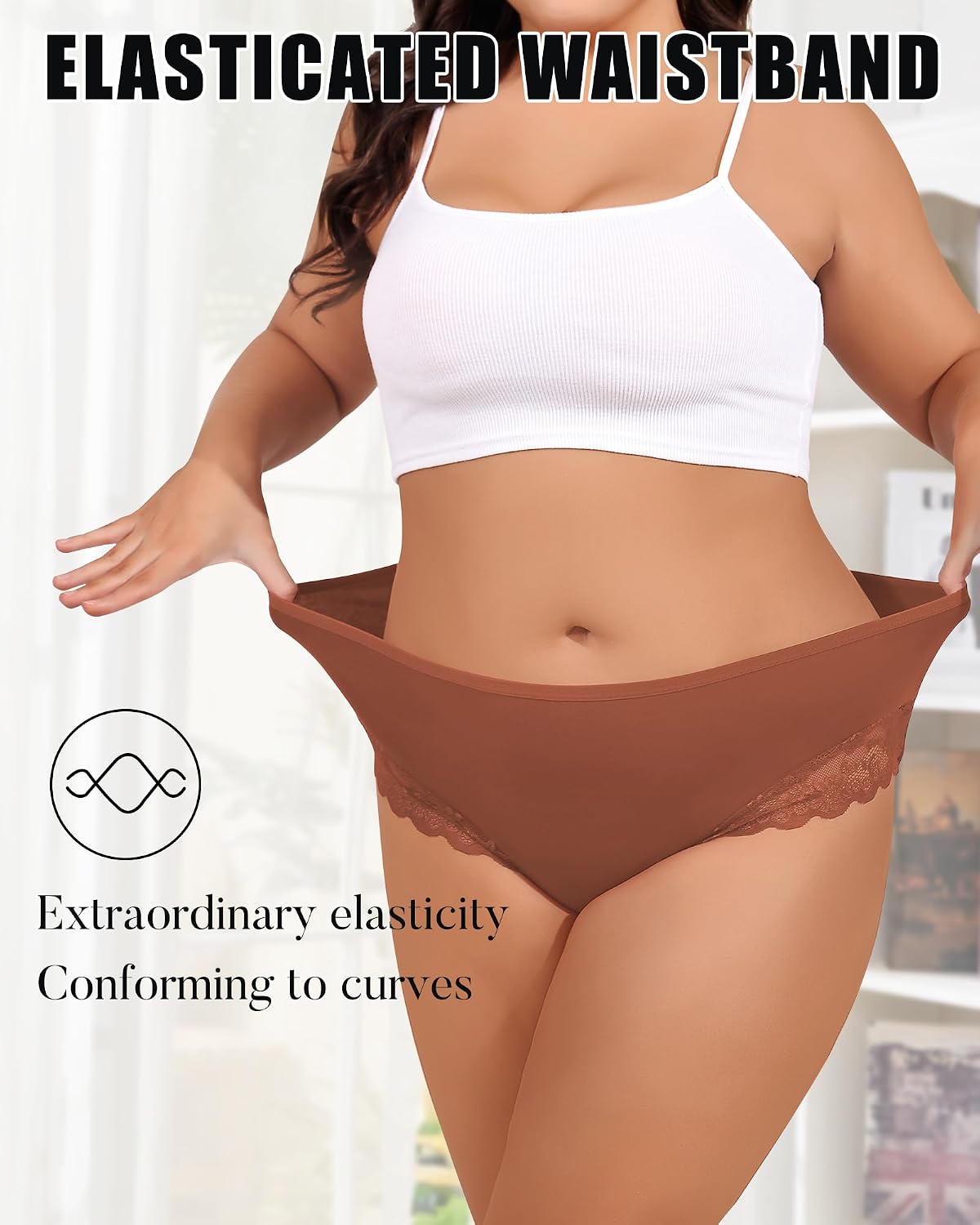 Detalle 2 de Culotte grande taille coton dentelle 6 lots