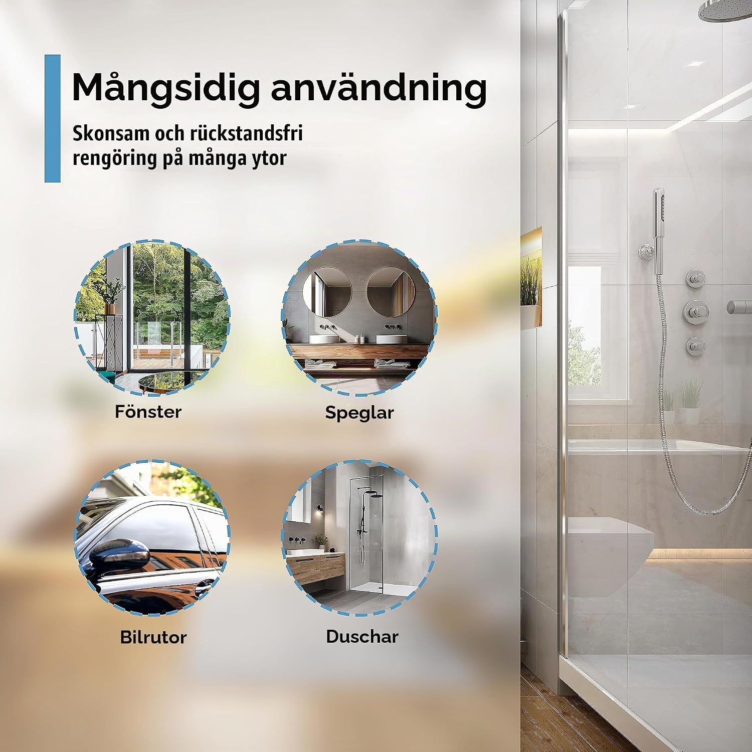 Detalle de virea duschskrapa 23 cm – vit silikon med kärna av rostfritt stål