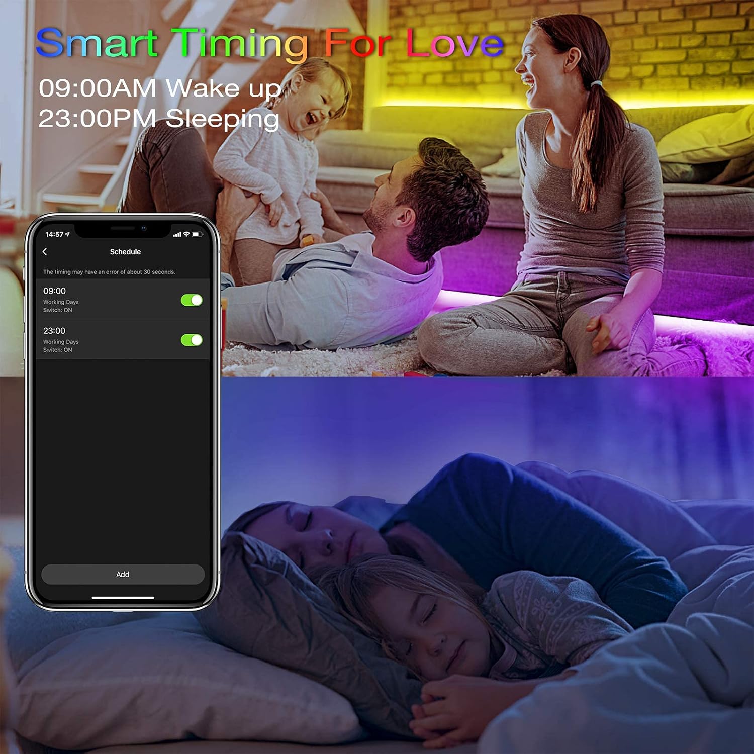 Detalle 2 de hyrion H-215WLG305 Smart LED Strip Lights, 100 ft Wi-Fi RGB, 16 Million Colors