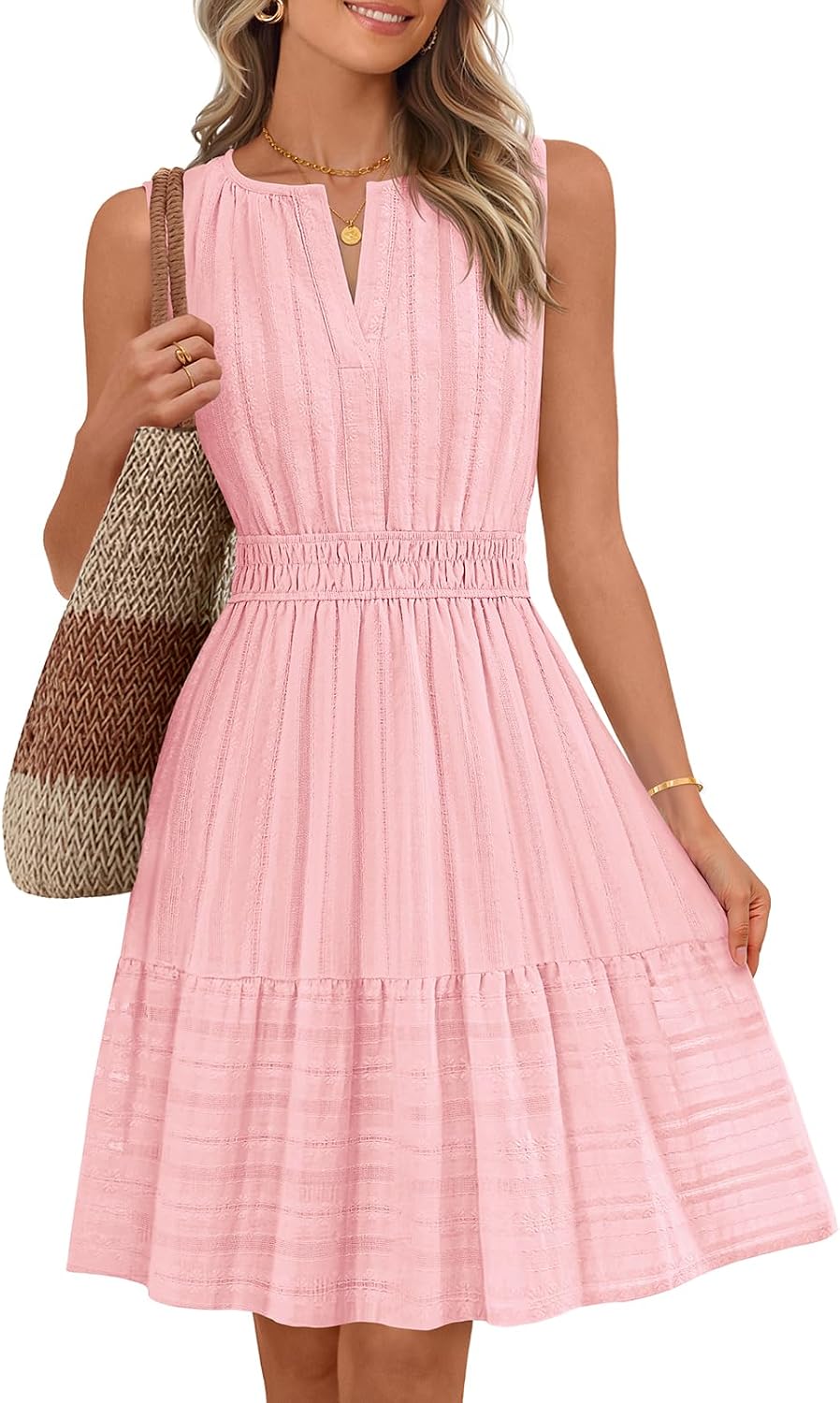 Detalle de MEROKEETY Women's 2026 Summer Casual Mini Sundress with Pockets