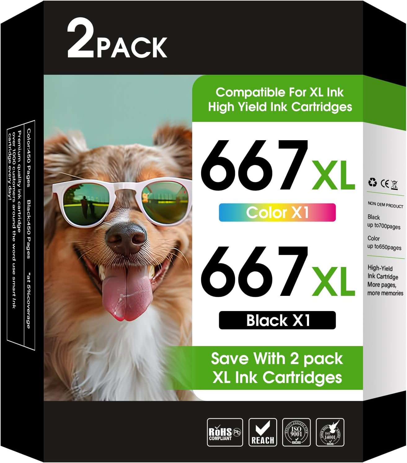Detalle de YATUNINK 667XL Compatible Ink Cartridges 2-Pack 🖨