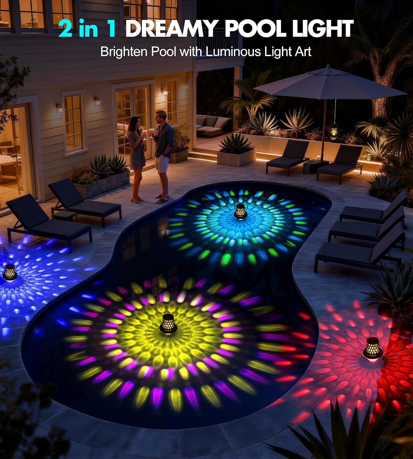 Thumbnail 6 de LuxBlue Luces Piscina Solares: Espectáculo de llamas y luces subacuáticas para piscinas y jardines