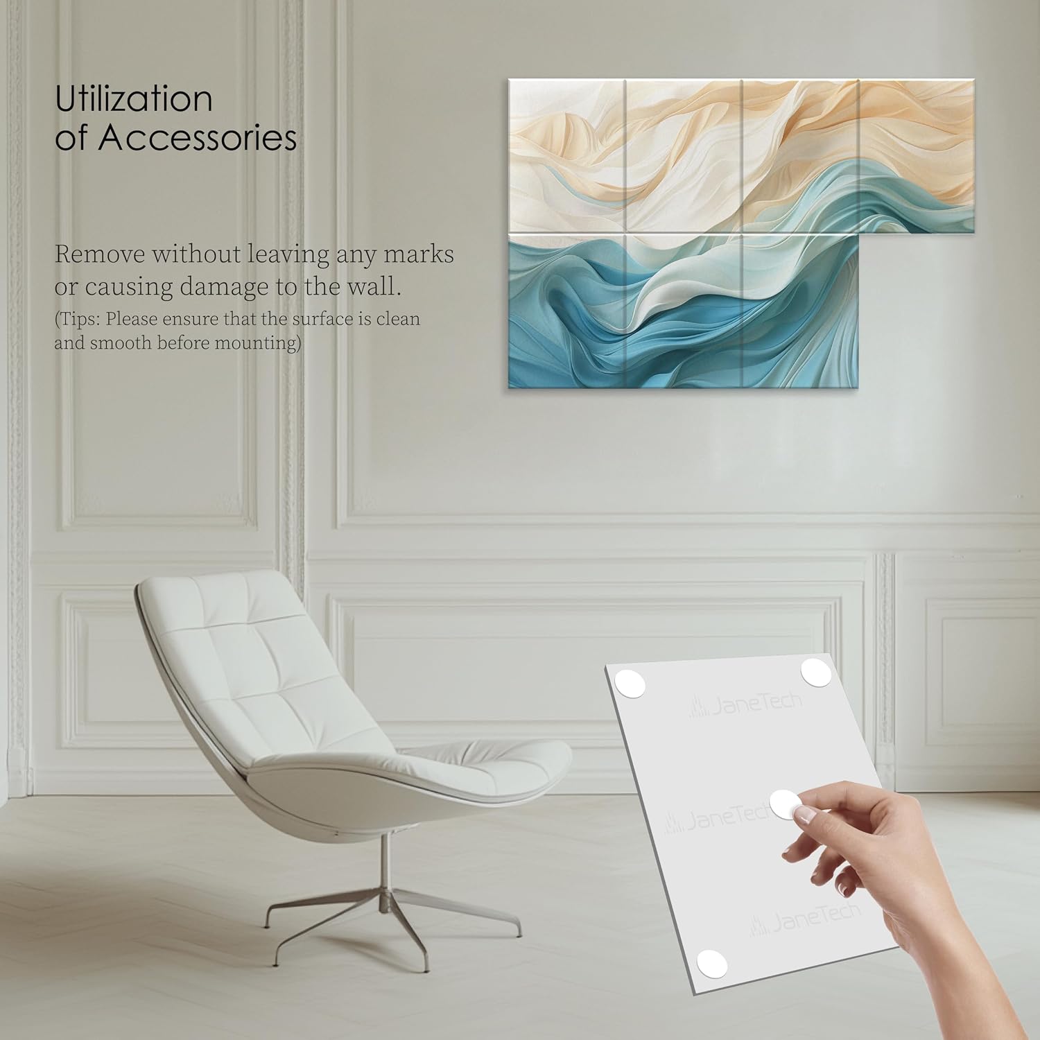 Detalle de JaneTech 8-Pack Decorative Acoustic Wall Panels with Adhesive