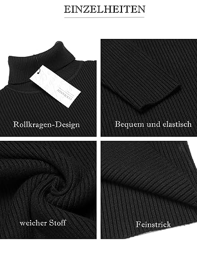 Detalle de COOFANDY Pull à col roulé homme noir, taille M, coupe ajustée