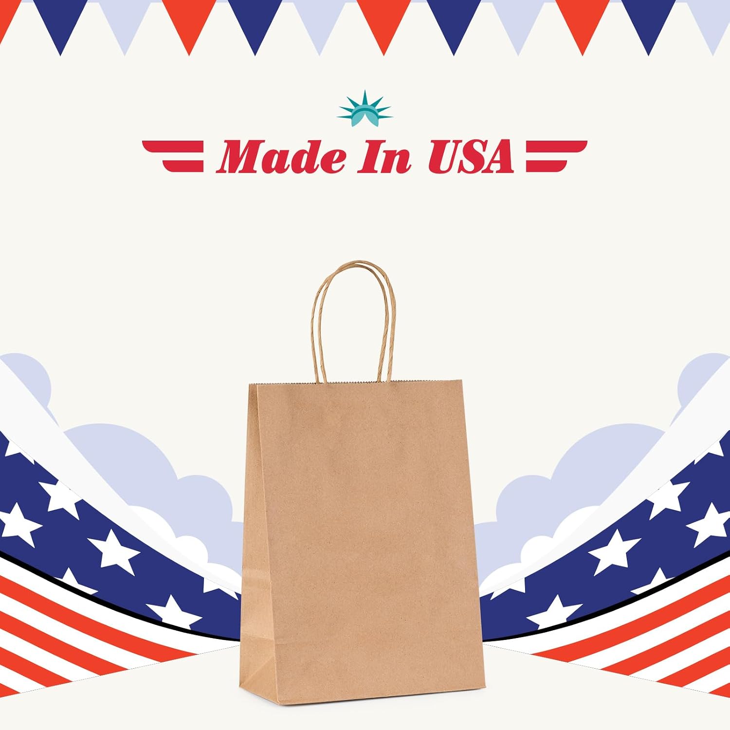 Thumbnail 6 de GSSUSA 200 Pack Brown Kraft Gift Bags with Handles, 5.25 x 3.75 x 8 inches