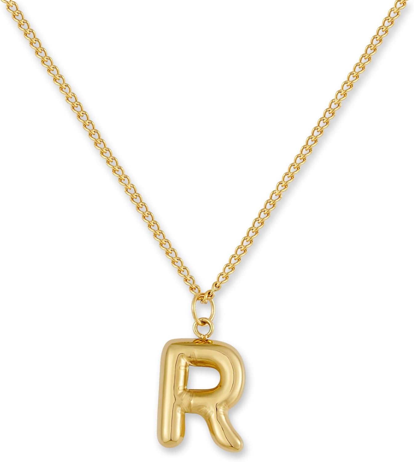 Detalle de GD GOOD.designs Collana Lettera Oro Bubble - Ciondolo iniziale in acciaio inox placcato oro 18K, regolabile 40–45 cm
