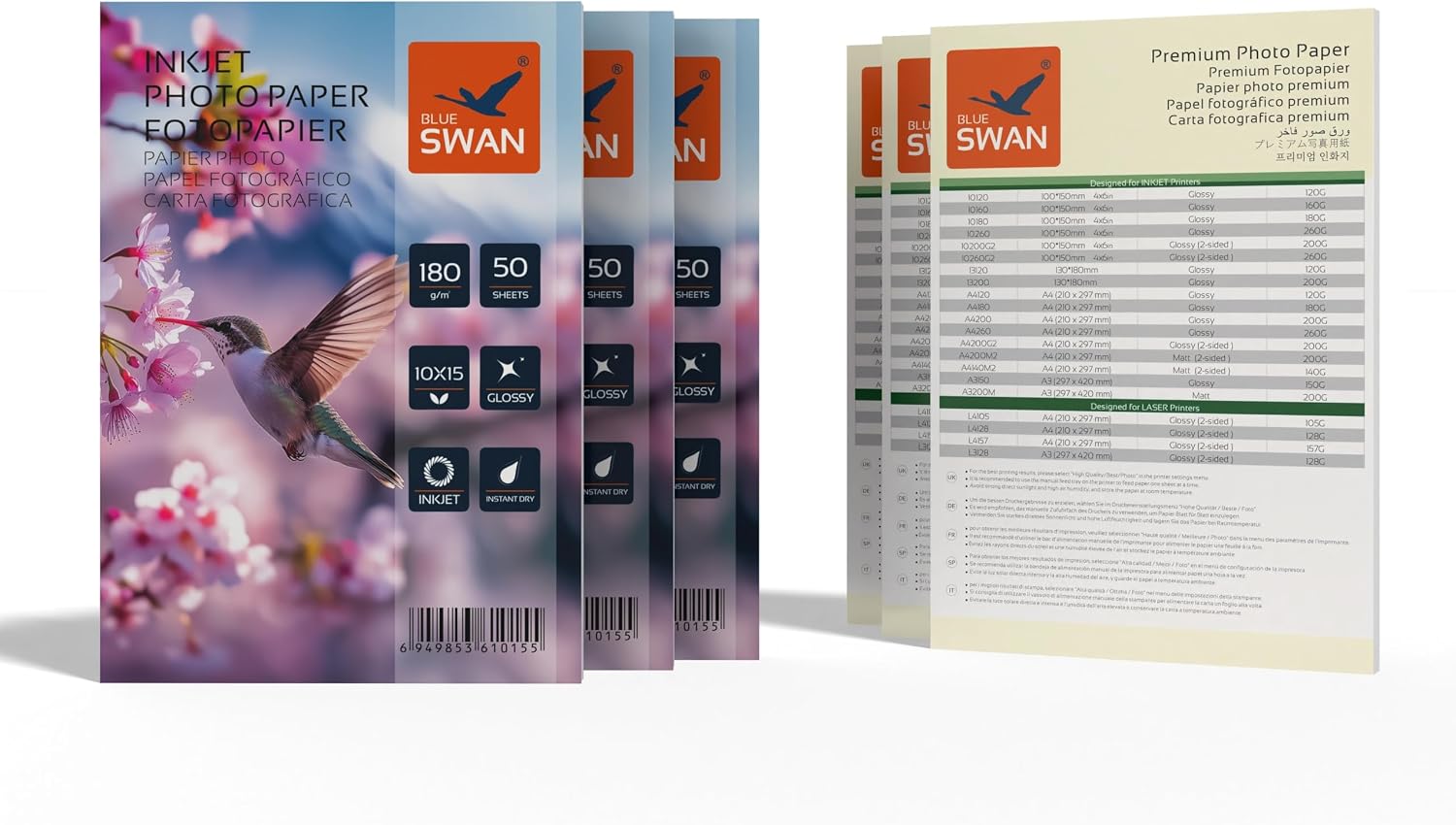 Thumbnail 1 de BLUE SWAN glansigt fotopapper 10 × 15 cm, 180 g/m², 300 ark