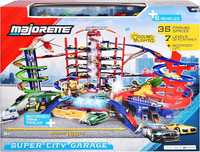 Thumbnail 6 de Majorette Garaje Super City 7 Plantas con 6 coches y tren motorizado para niños 128 x 78 x 73 cm