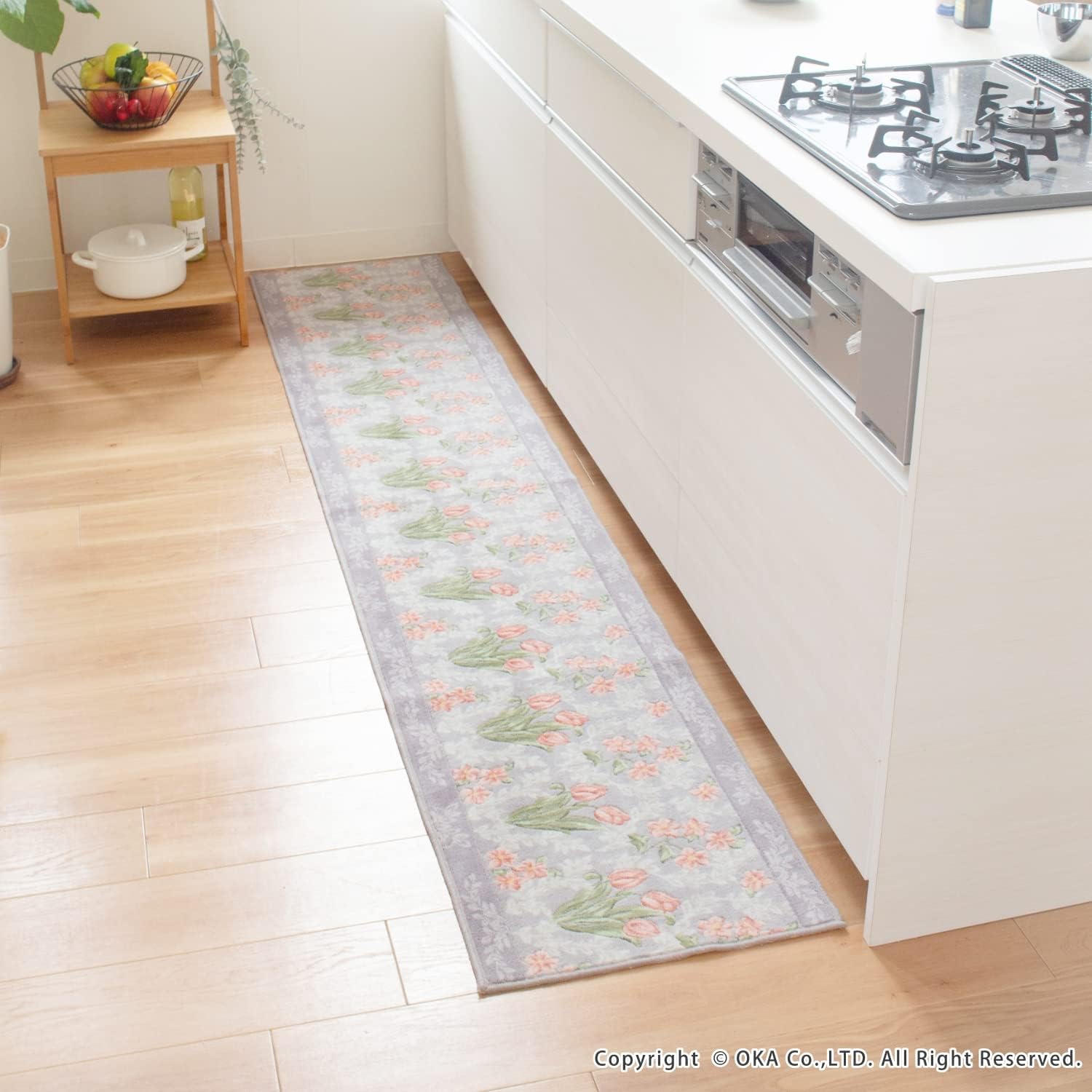 Detalle 2 de オカ ロイヤルコレクション アーツ キッチンマット 約45×240cm グレー 洗える・すべり止め加工