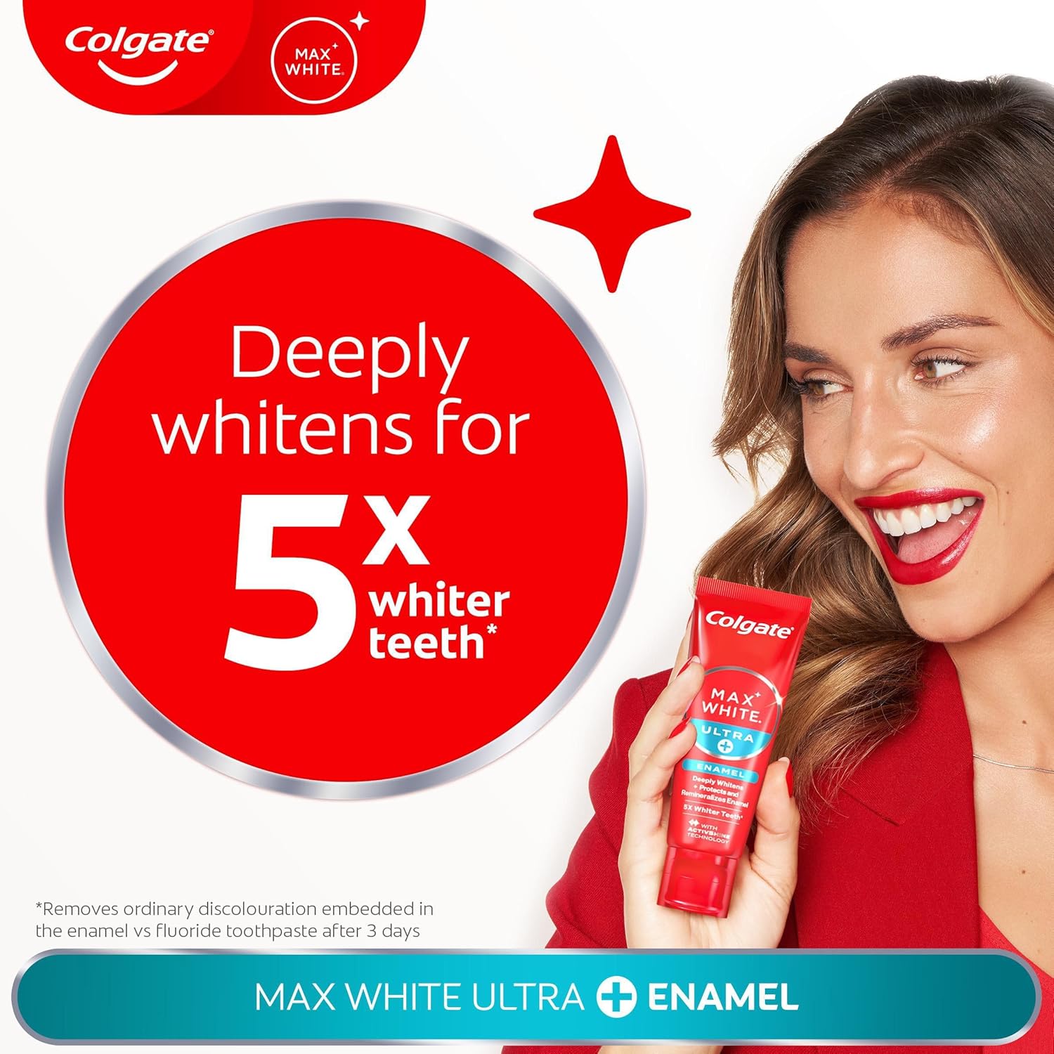 Detalle 2 de Colgate Max White Ultra+ Enamel Toothpaste 75ml: Deep Whitening, Enamel Protection and ActivShine