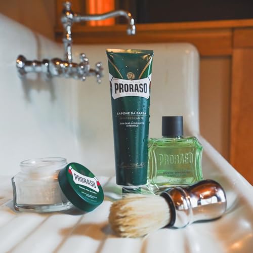 Detalle de Proraso Shaving Cream - Eucalyptus Oil & Menthol (Premium) with Thick Lather for All Skin & Beard Types