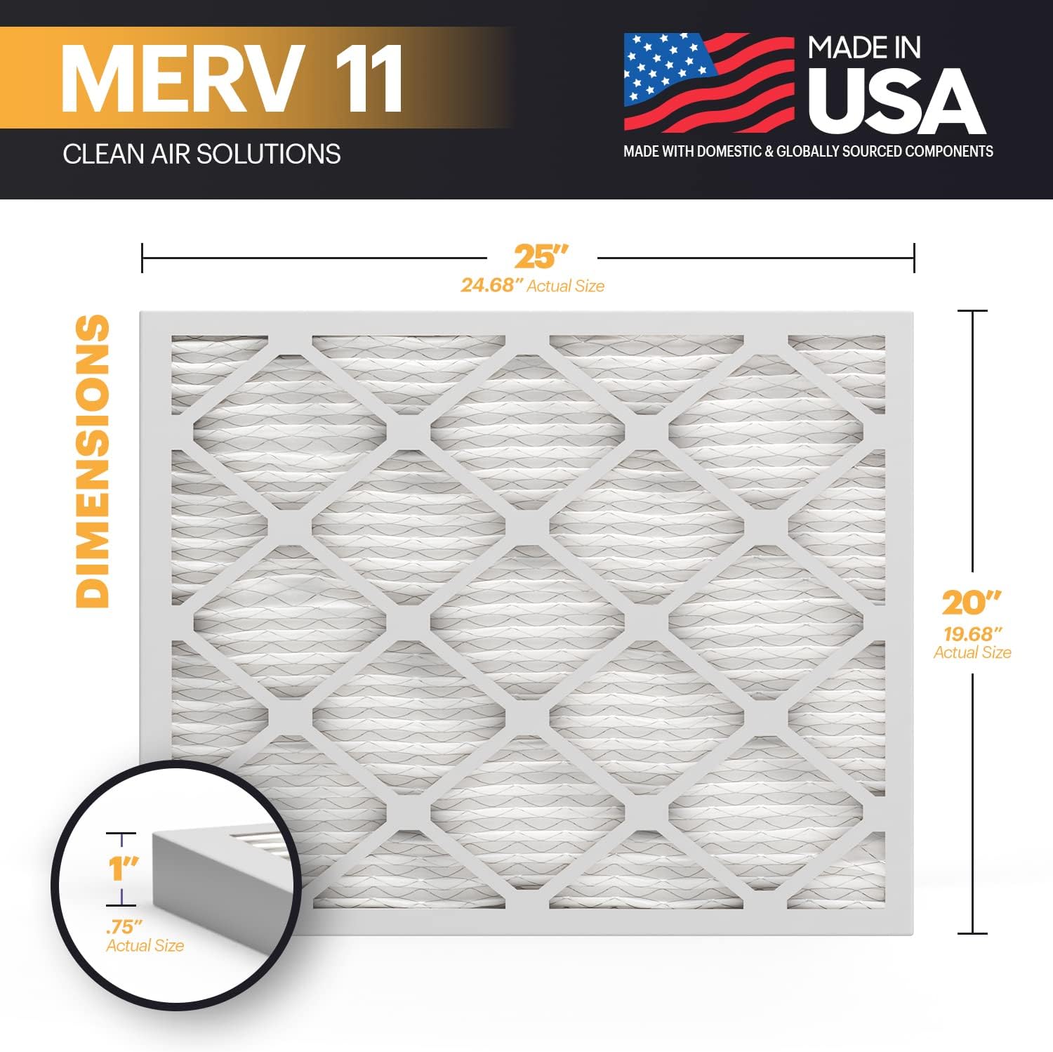 Thumbnail 1 de BNX TruFilter 20x25x1 Air Filter, MERV 11 (6-Pack) – Made in USA