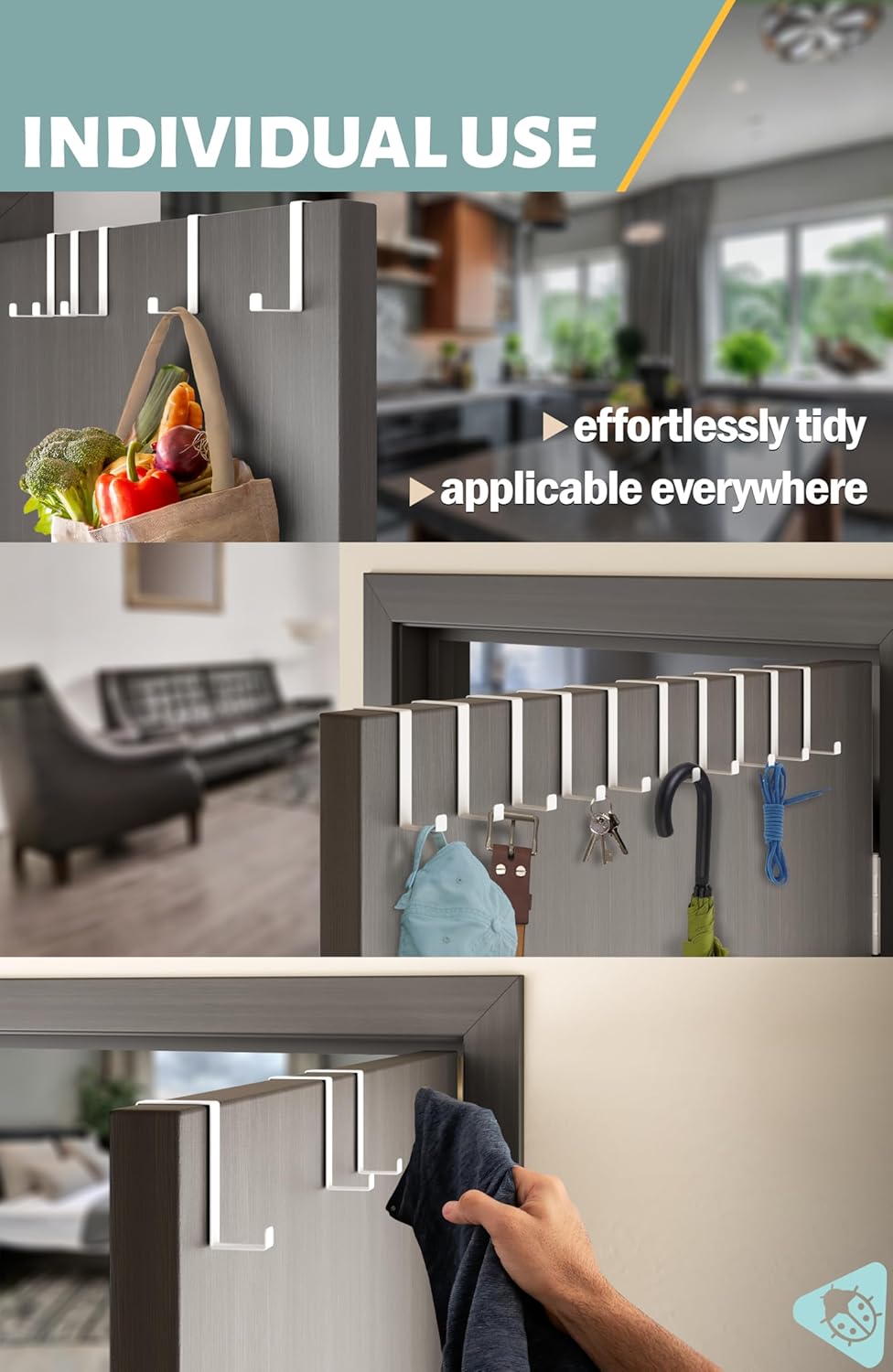 Detalle 2 de Menz Over Door Hanger set of 10, 4.6 cm 🚪