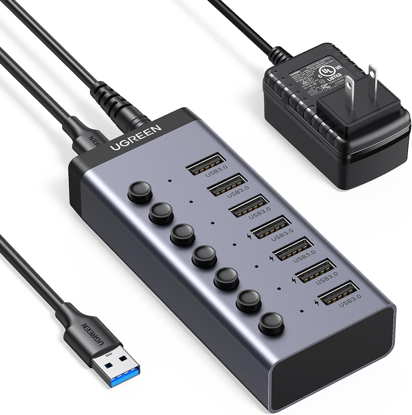 Detalle de UGREEN Powered USB Hub 7-Port