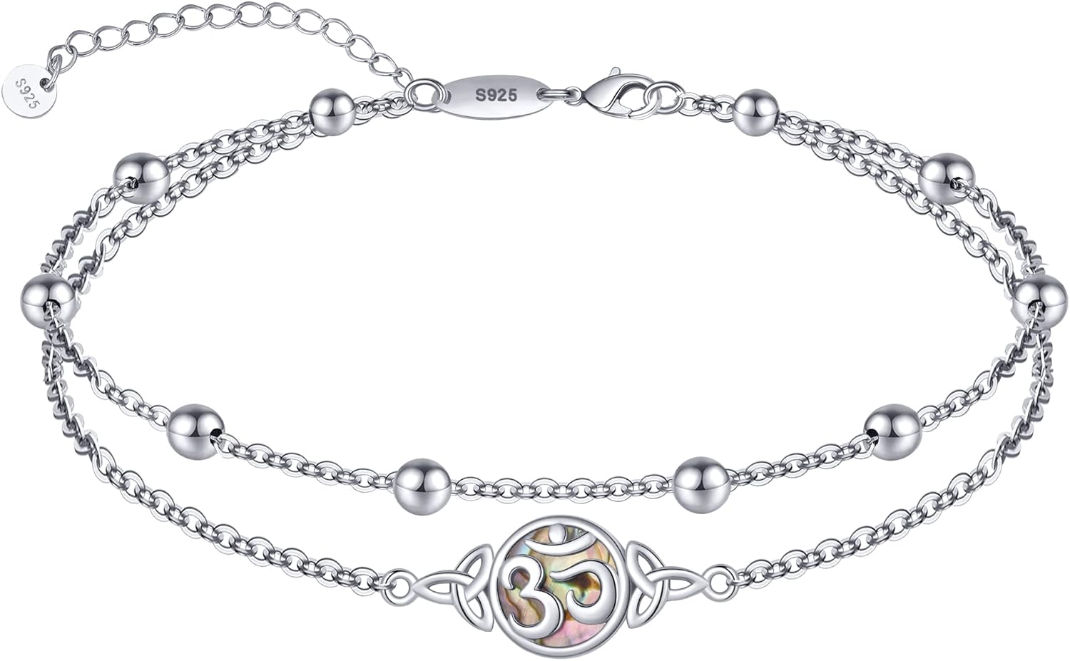 Thumbnail 5 de CHIC & ARTSY Fußkettchen 925 Sterling Silber – verstellbar, Opal-geschichtet, zierlich, mit Herz-Anhänger
