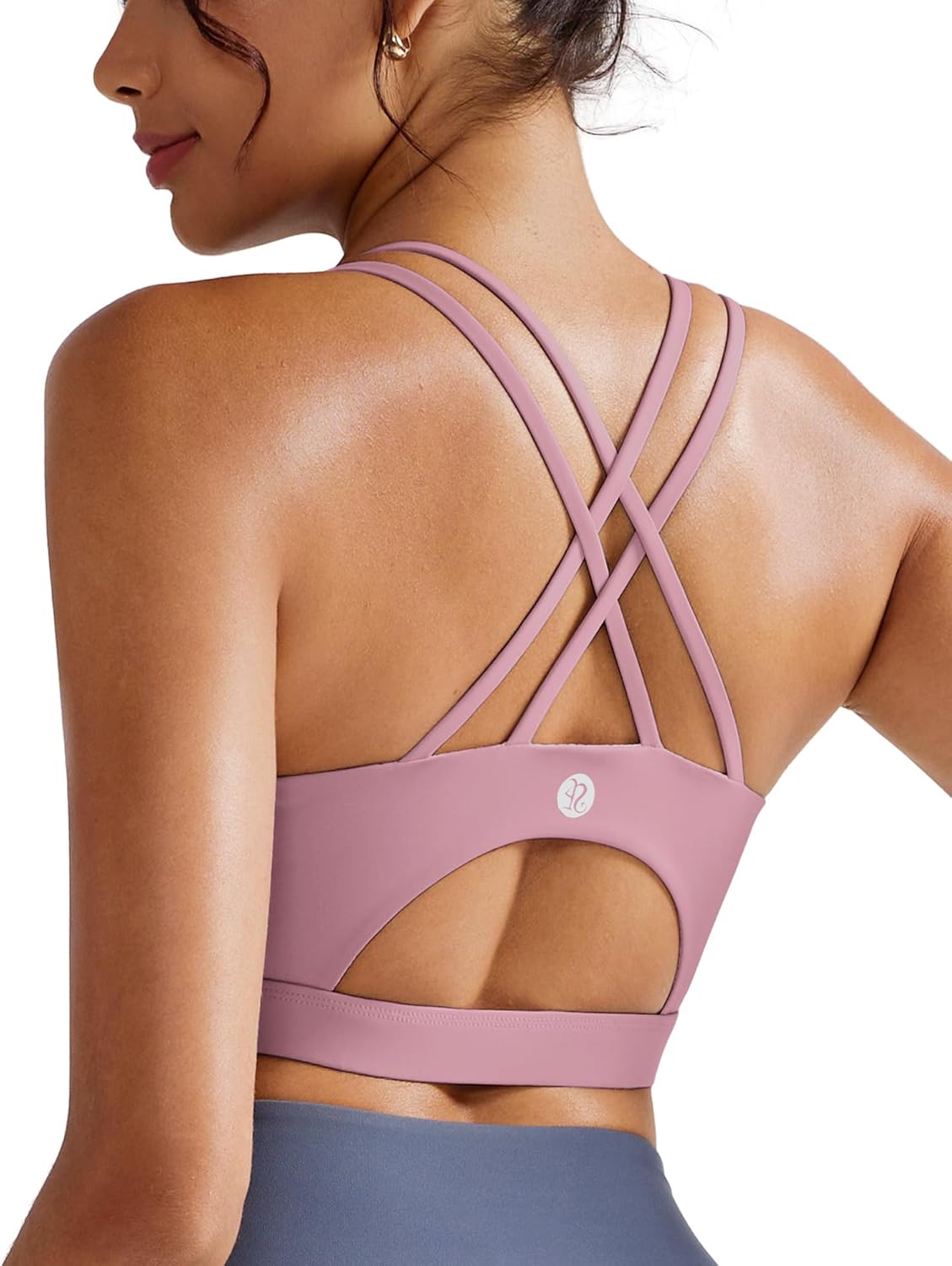 Detalle de RUNNING GIRL Padded Sports Bra Tank Top with Crisscross Open Back for Medium Support