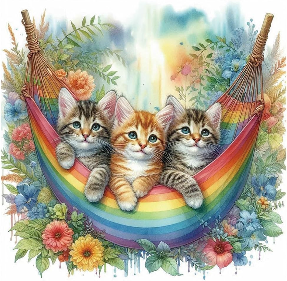 Detalle de KUKUDEM Cat Diamond Painting Kit, 12x12-inch