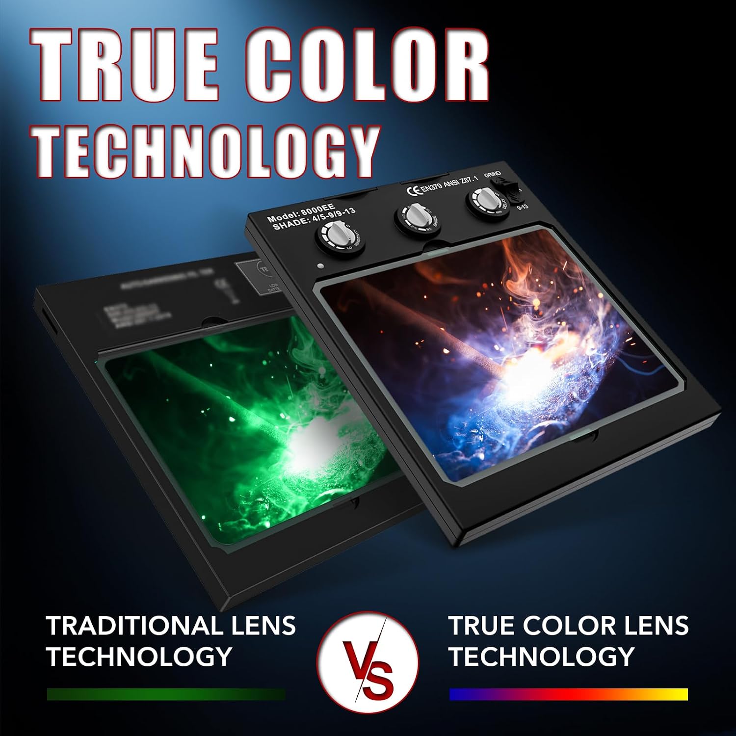 Detalle de TRQWH Auto Darkening Welding Helmet with True Colour and Large Viewing Screen