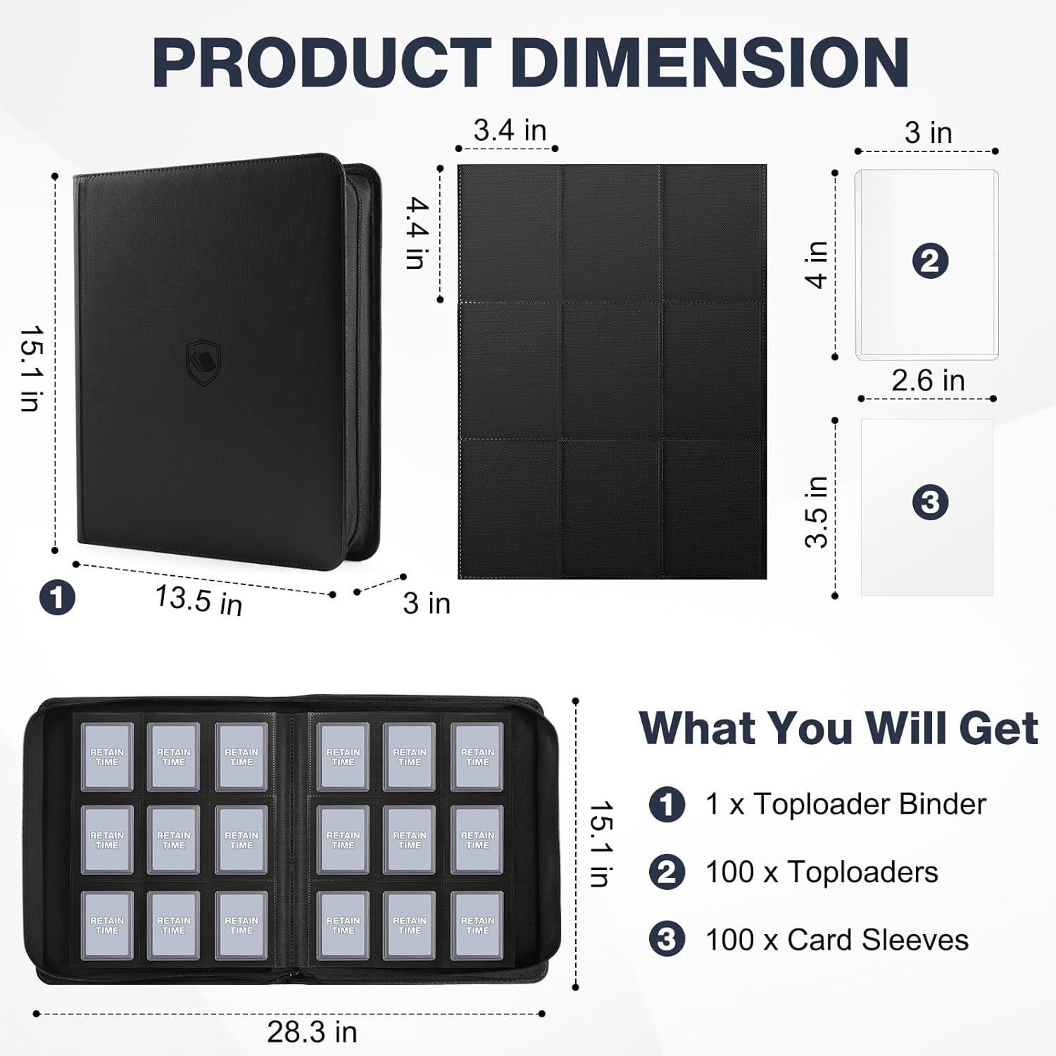 Detalle 2 de Toploader Binder for 3x4 Toploaders — 360 Capacity with 100 Included