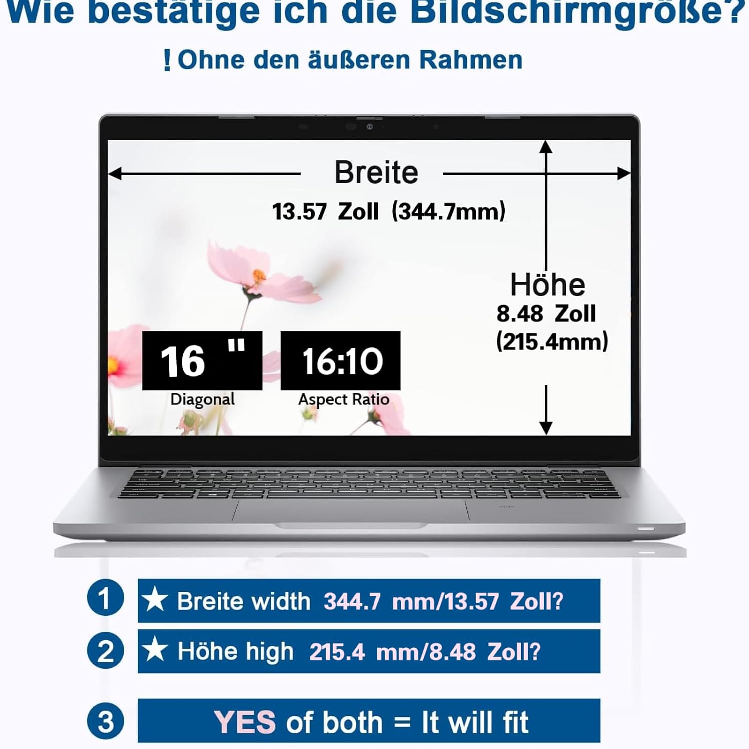 Detalle de Laptop Sichtschutzfolie 16 Zoll – Privacy-Filter mit umkehrbarer Oberfläche und Blaulicht-/Blendschutz