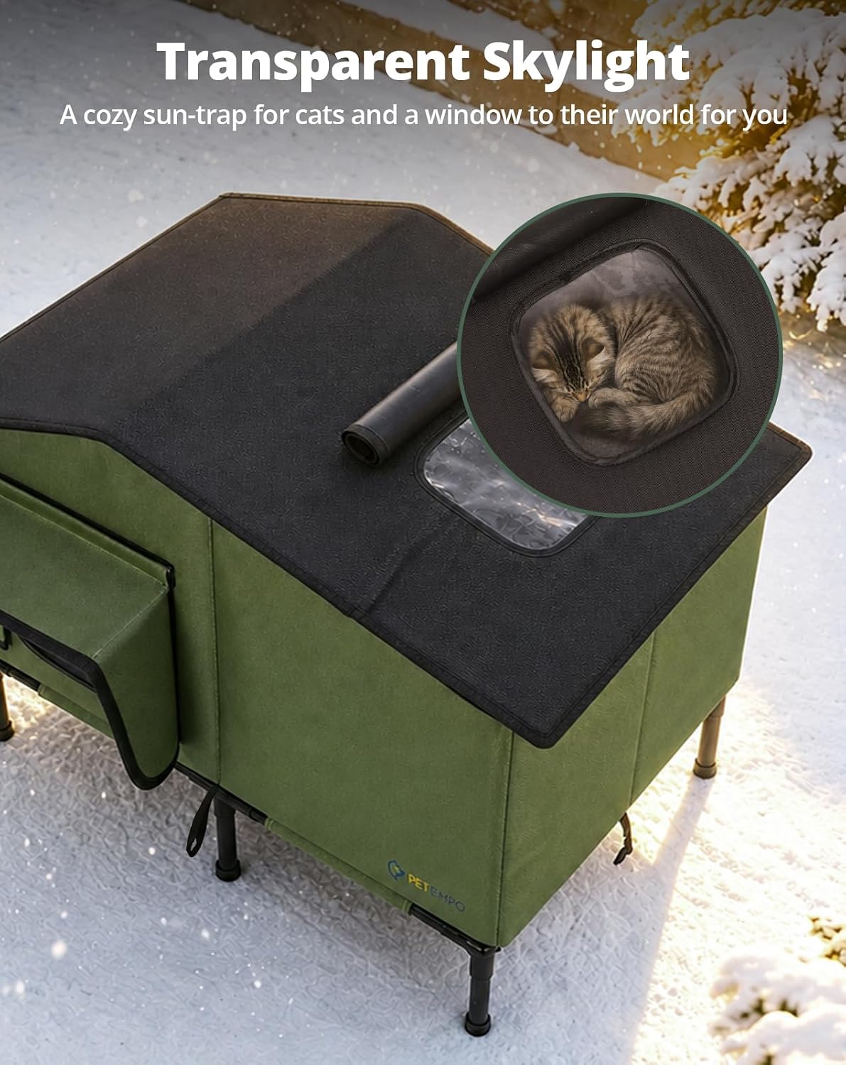 Detalle de PETEMPO BGPCH02 Heated Cat House, Insulated Outdoor Shelter, 26 x 16 in