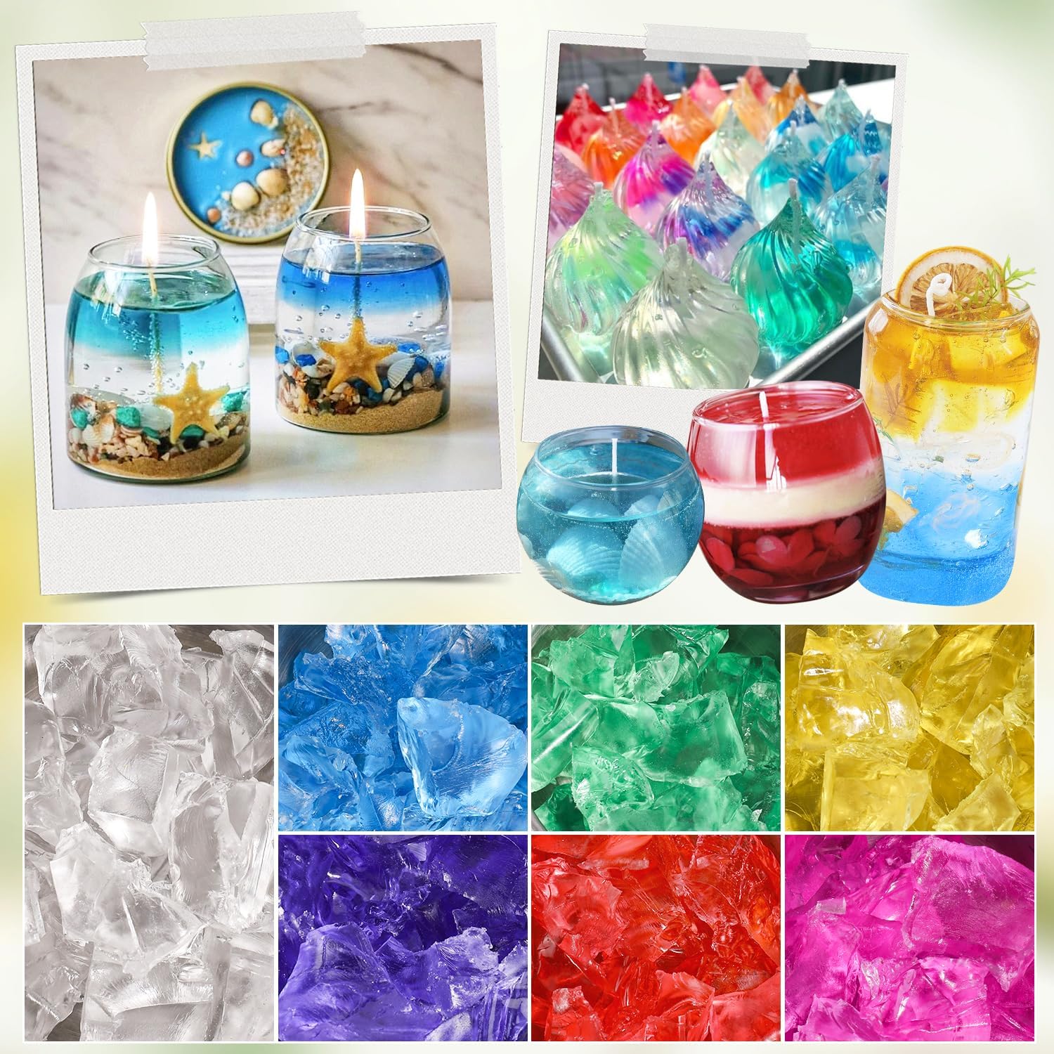 Thumbnail 6 de Blingfun Jelly Candle Making Kit (9pcs Gel Wax, 7 Colours) – Beginner DIY Set