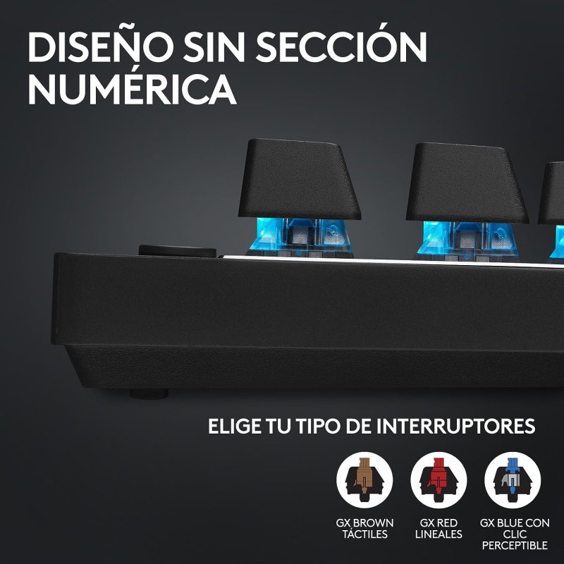 Detalle de Logitech G Pro X TKL Lightspeed: Teclado inalámbrico gaming compacto con GX Brown