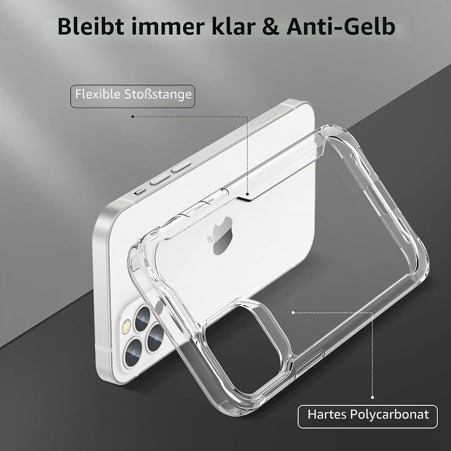 Thumbnail 3 de ORETECH Hülle für iPhone 12 Pro Max 6,7" – transparent mit Displayschutzfolien und Kameraschutz