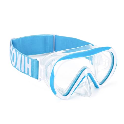 Detalle de HIKOTEY Kinder Taucherbrille mit Stoffband – 180° Panorama, Anti-Nebel und Anti-Leck