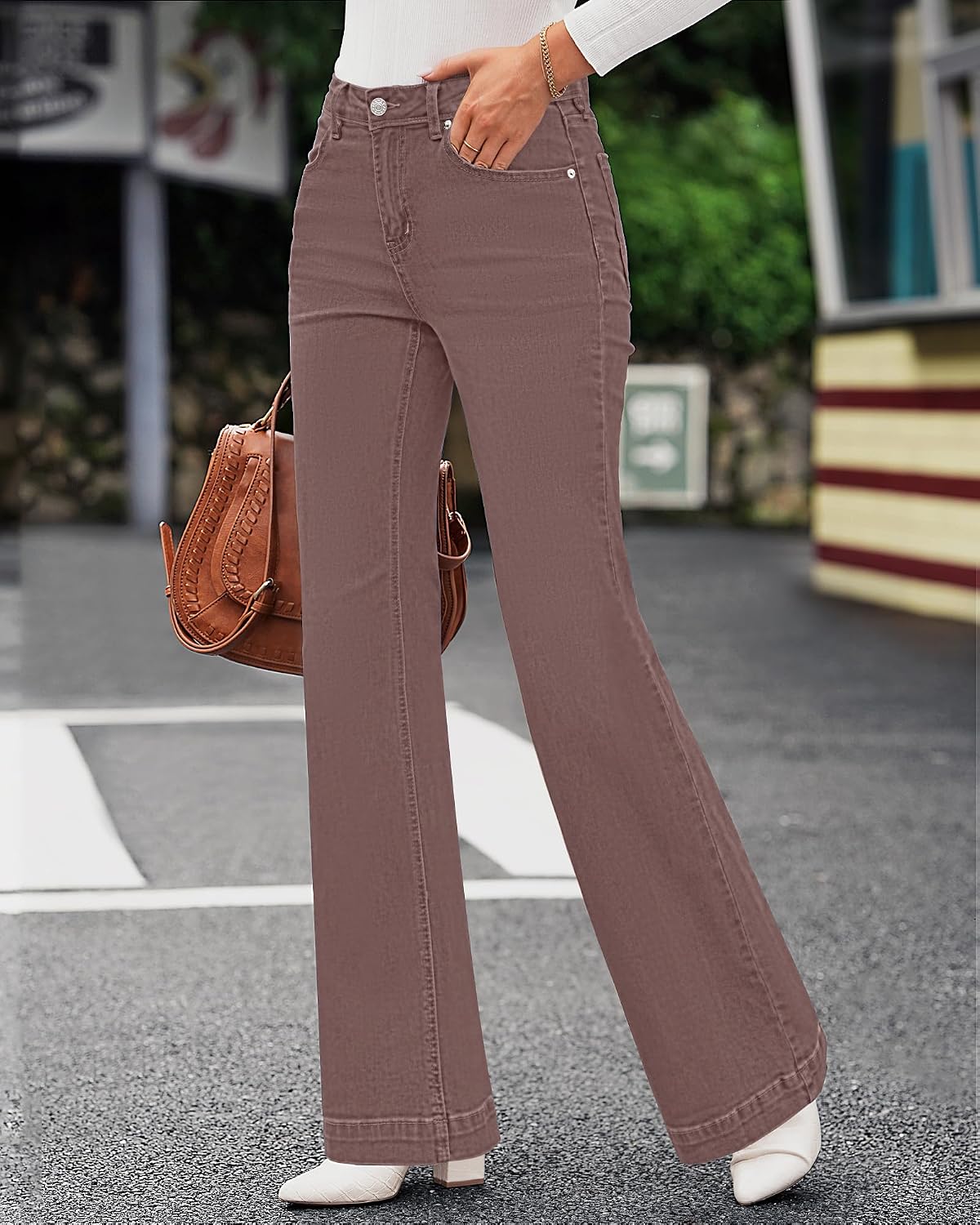Detalle 2 de GRAPENT Women's Flare Jeans in Stretch Denim