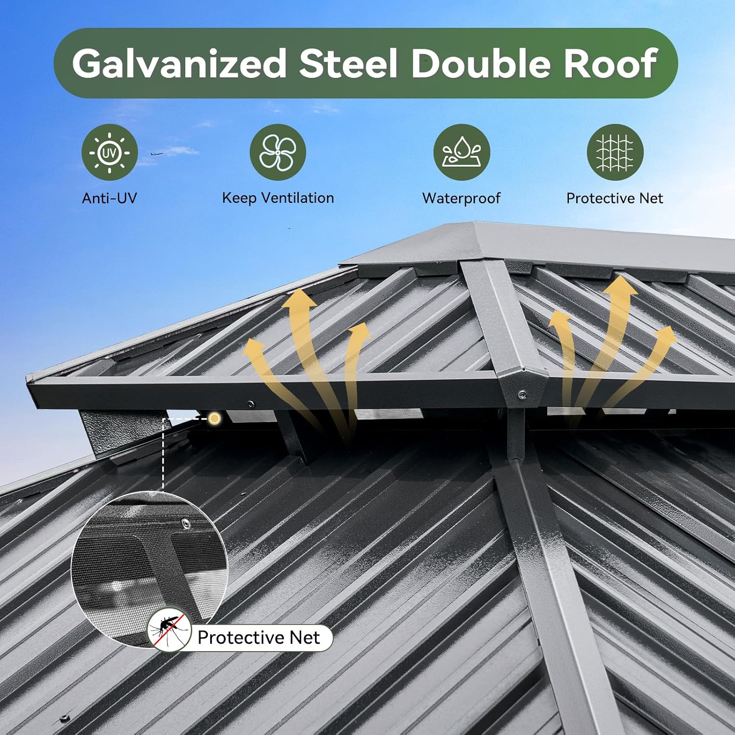 Detalle 2 de Aoxun Hardtop Gazebo 16 x 12 ft
