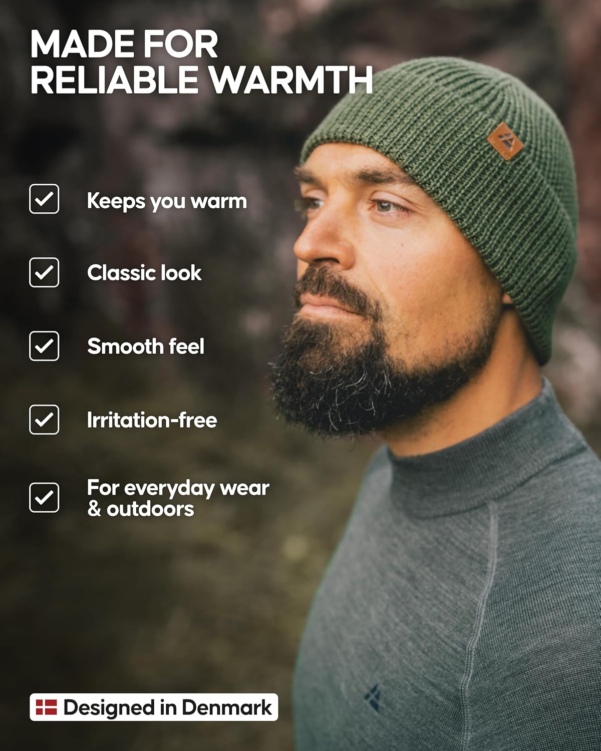 Detalle de DANISH ENDURANCE Merino Wool Beanie Hat