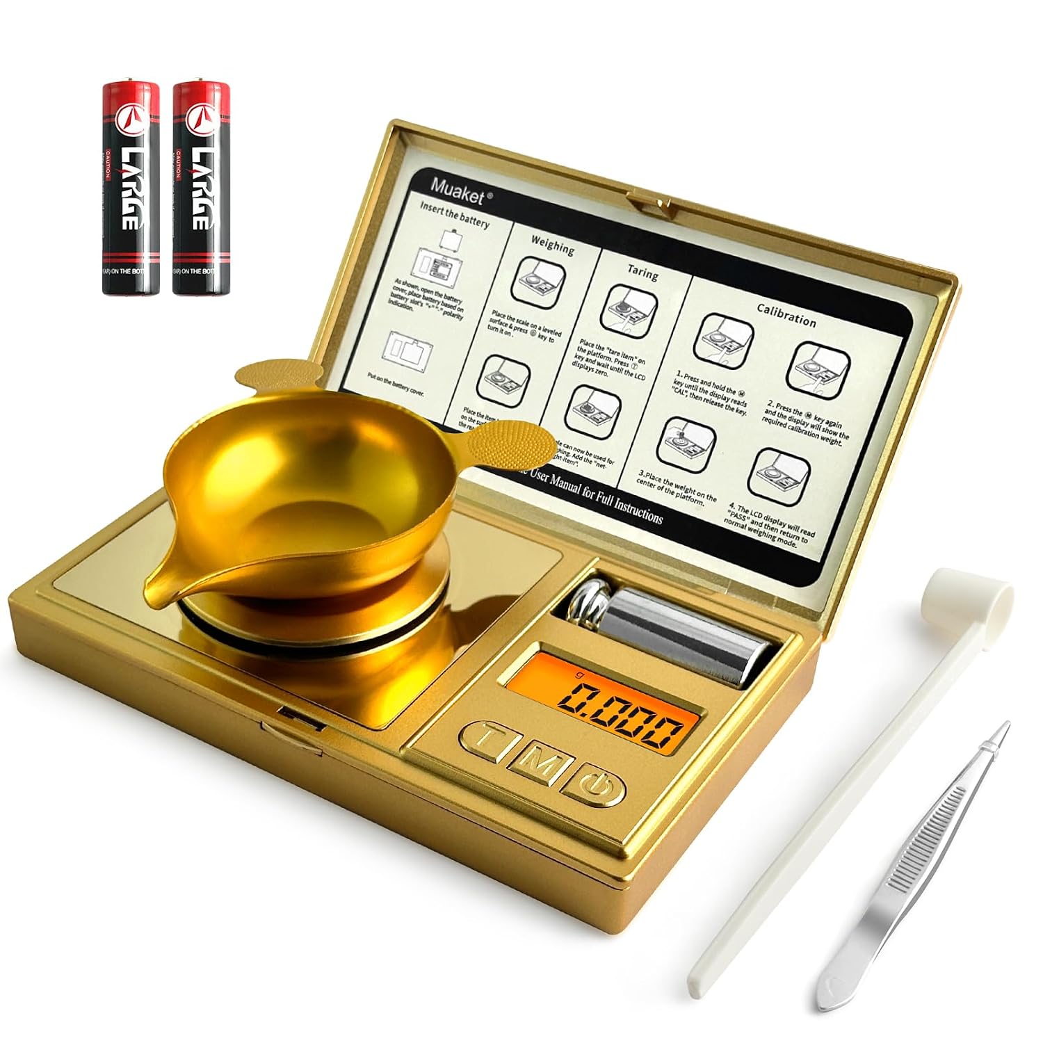 Detalle de Muaket Bilancia di Precisione 50g/0,001g: Portatile, con Pesi e Accessori