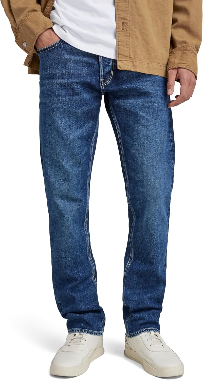 Detalle de G-STAR Men’s Mosa Straight Jeans – gerade Jeans mit Hosenschlitz und Reißverschluss