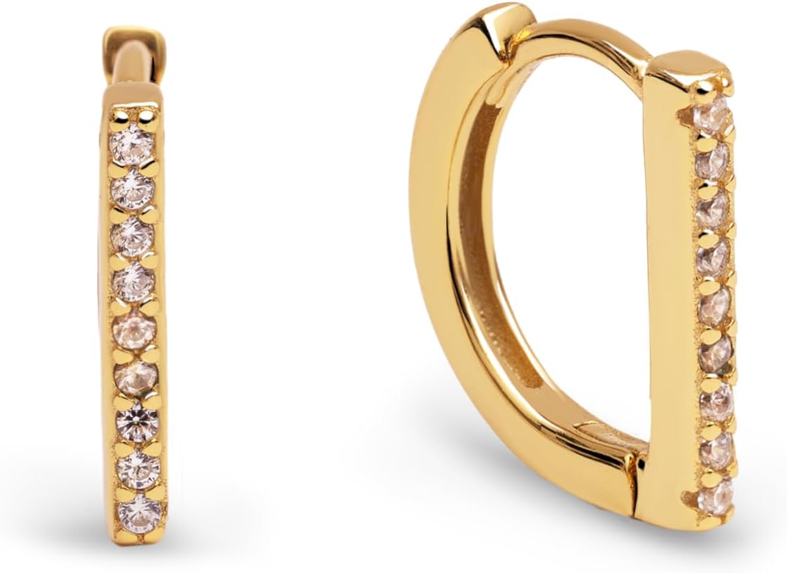Detalle 2 de SINGULARU Dina Sparks Orecchini a cerchio in argento placcato oro 18Kt o rodiato 💍