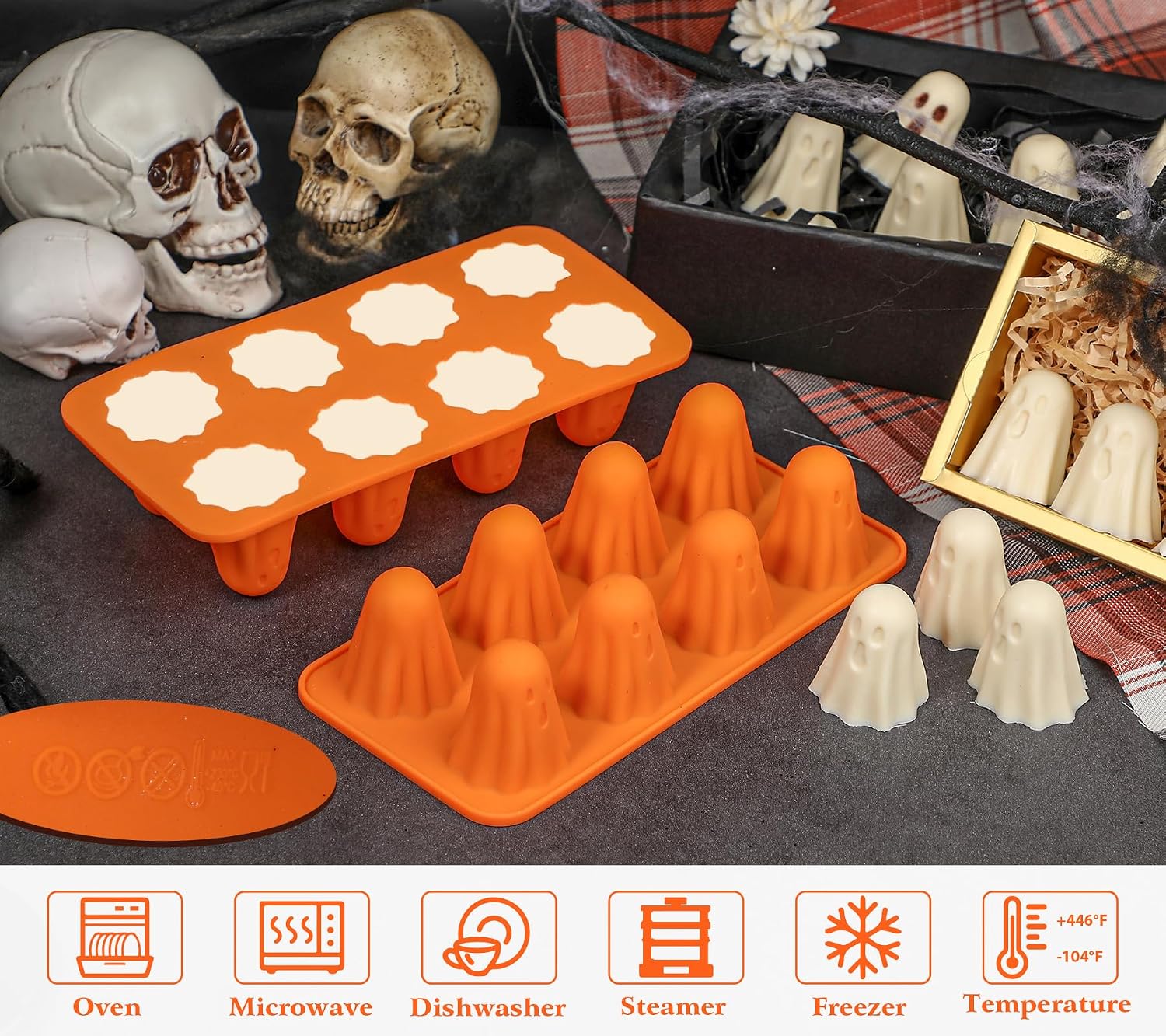 Detalle de Kamehame KA24008DE siliconen Halloweenvormen, 2 stuks, 8 holtes, BPA-vrij