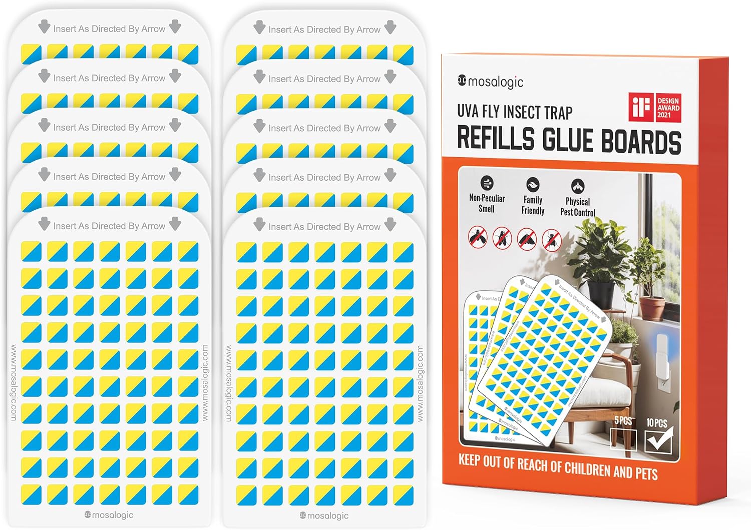 Detalle de mosalogic GB1002 Sticky Card Refills, 10-Pack Paper Glue Traps