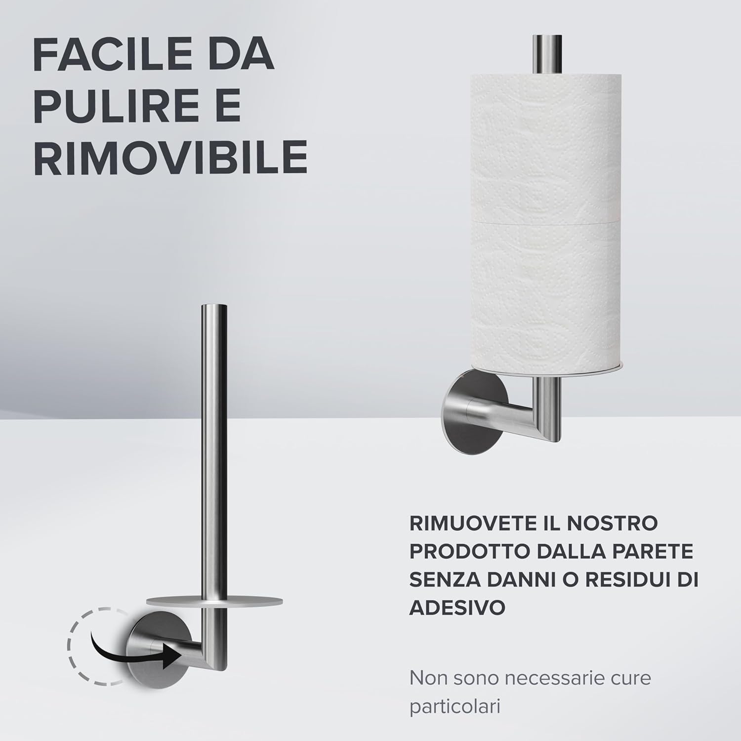 Thumbnail 3 de ovimar Hesselo Ersatzrollenhalter in Silber zum Kleben – Portarotoli con ripiano in vetro, senza forare