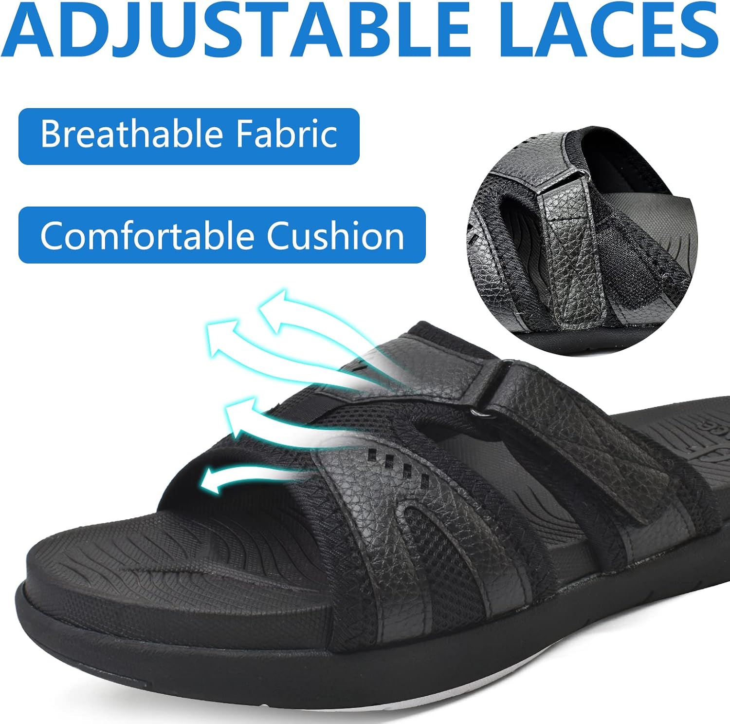 Detalle de COFACE Men's Sport Recovery Sandals with Plantar Fasciitis Support