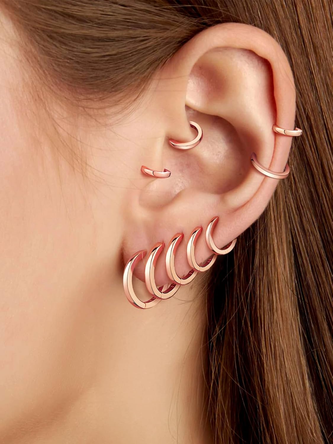 Thumbnail 3 de Silvora orecchini a cerchio in Argento 925 per donna e uomo, diametri 6–20 mm (argento/nero/oro rosa)