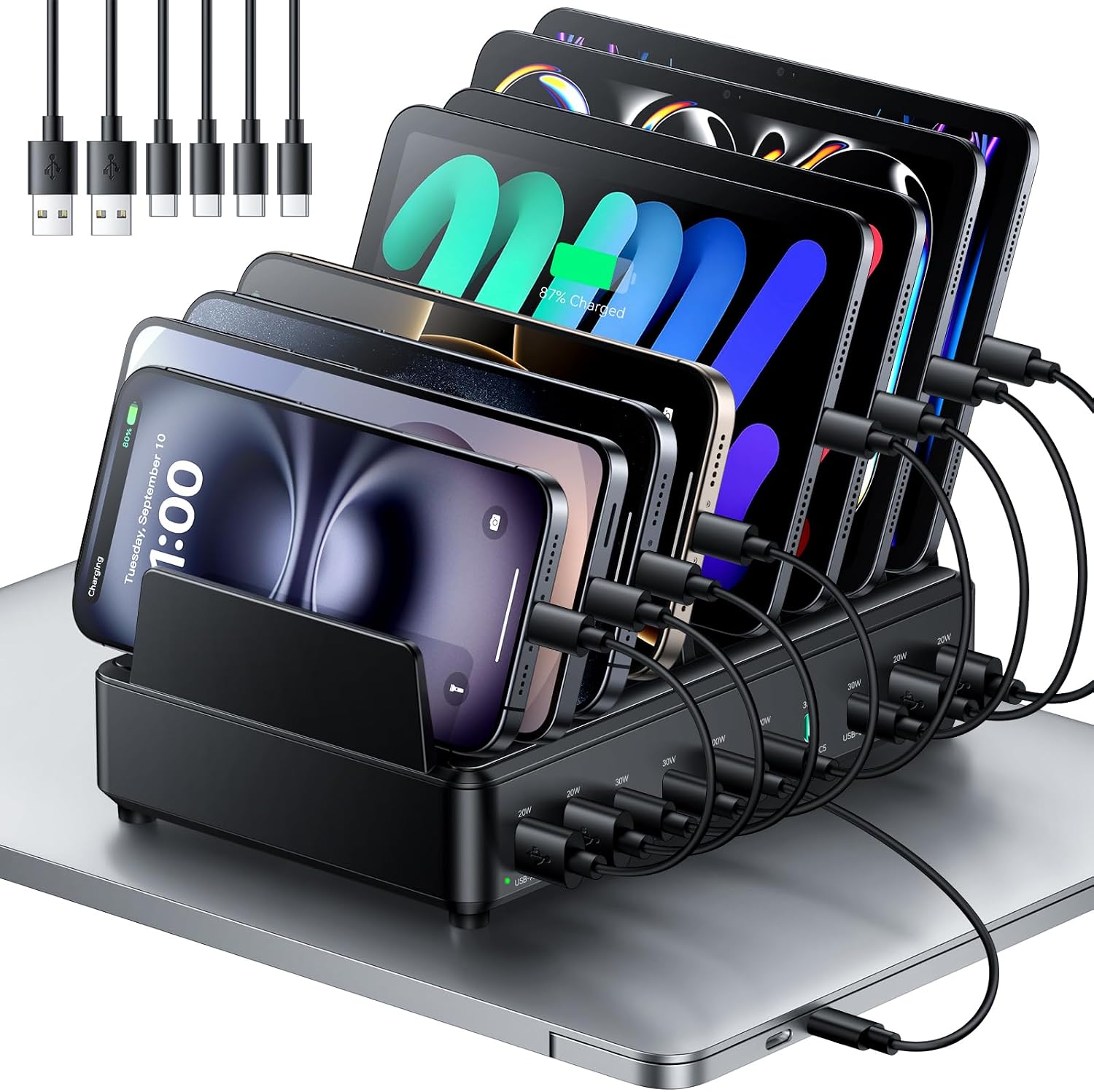 Detalle de 400W 10-Port Charging Station with Dual 100W PD