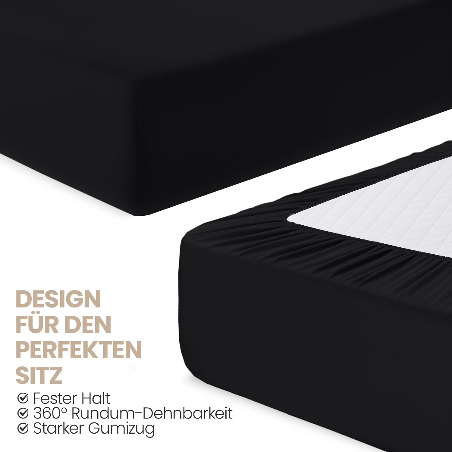 Thumbnail 4 de Utopia Bedding Spannbettlaken 180x200 Schwarz