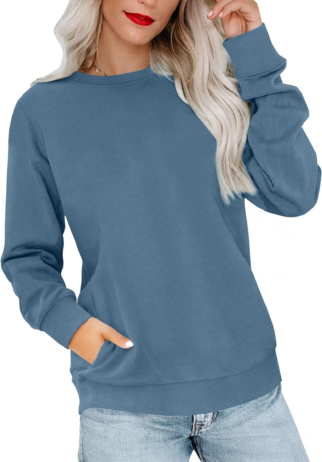 Thumbnail 1 de RUMIA Women’s Crewneck Fall Sweatshirts with Pockets (Long Sleeve Pullover)