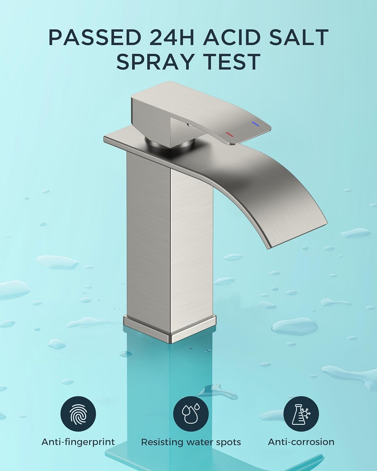 Thumbnail 4 de FORIOUS Wasserhahn Bad Wasserfall Waschtischarmatur Einhebelmischer, gebürstetes Nickel, 110 mm Auslaufhöhe