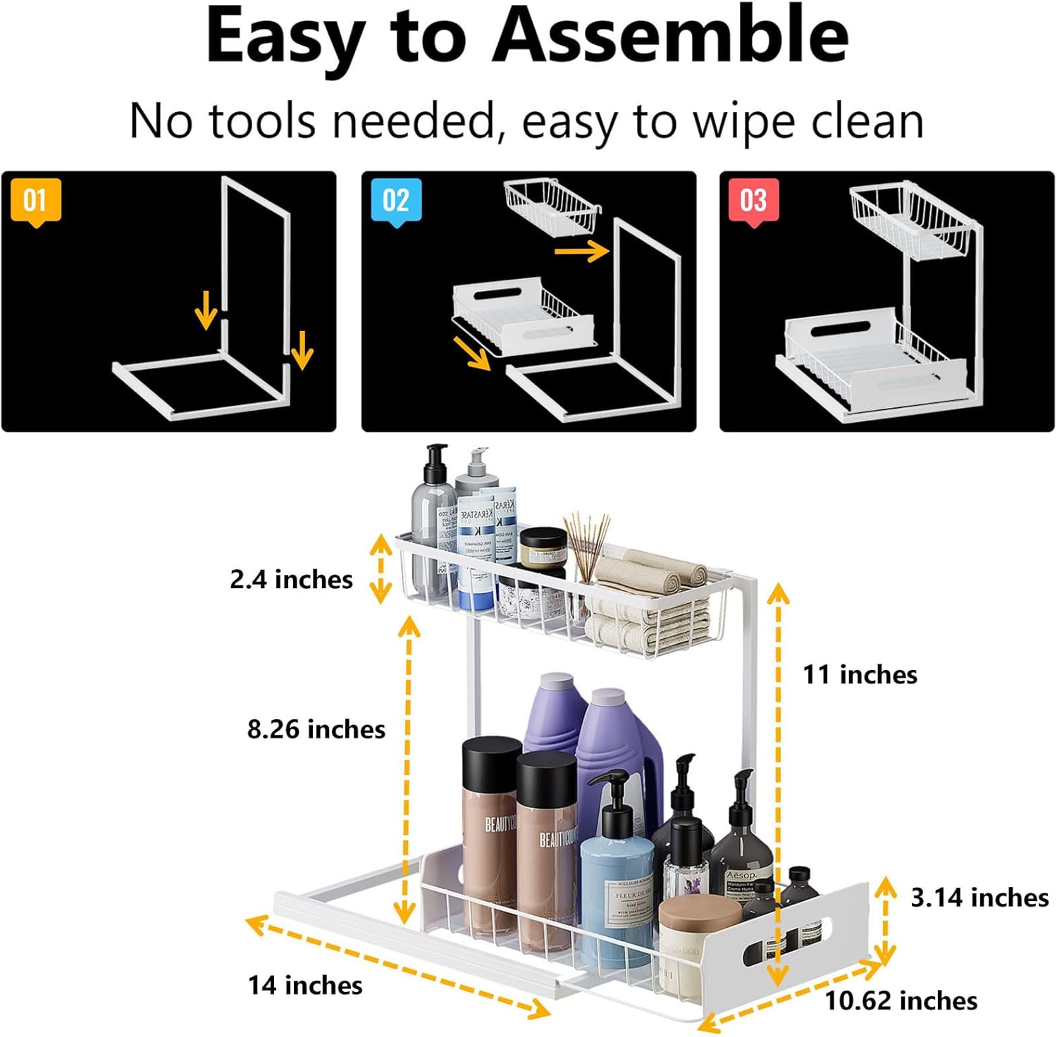 Detalle 2 de Ceetug 2-Tier Under Sink Slide-Out Organizer