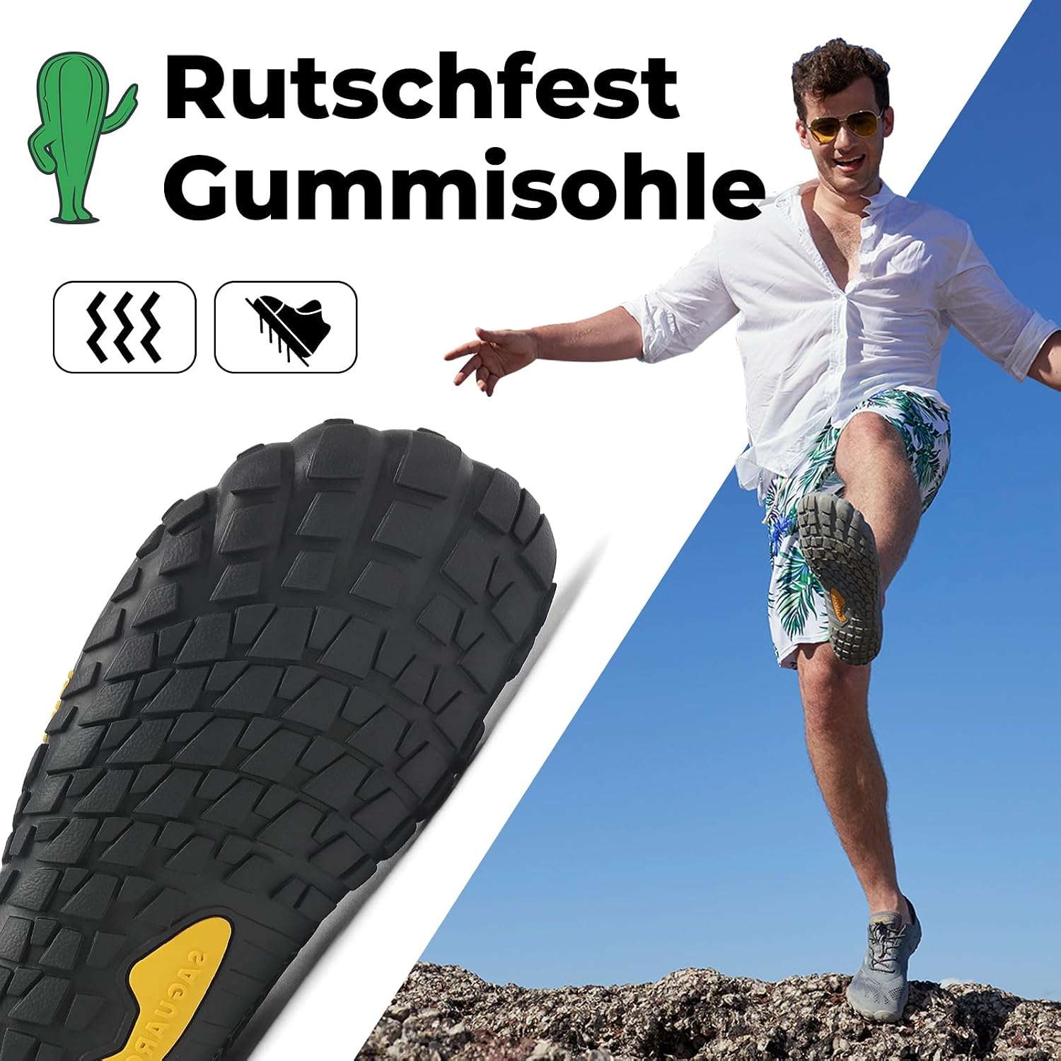 Detalle de SAGUARO Unisex Barfußschuhe Outdoor – Barfuß Trail Laufschuh mit Zero-Drop, Gr. 36–48