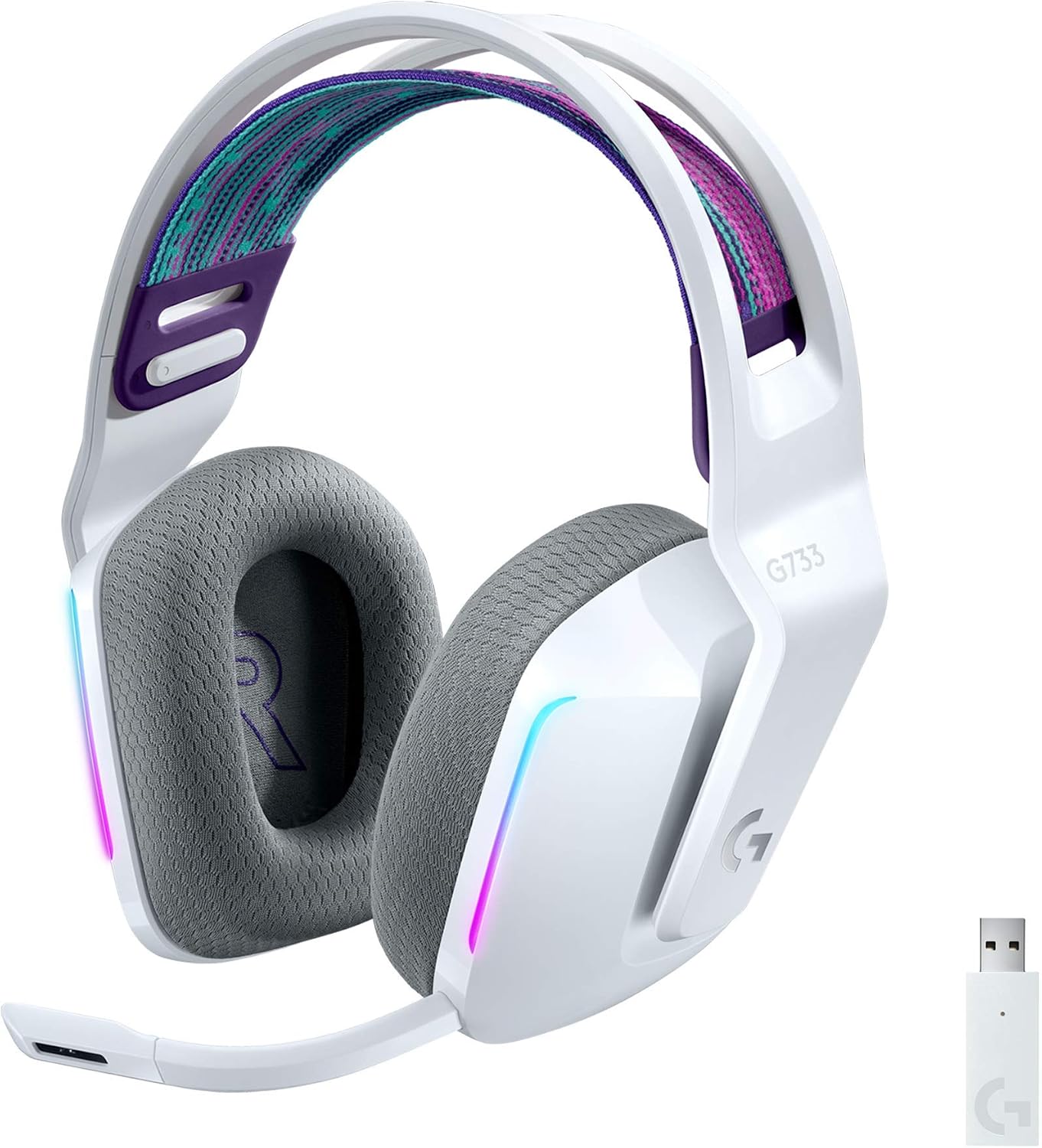 Detalle de Logitech G733 LIGHTSPEED Wireless Gaming Headset with LIGHTSYNC RGB and Blue VO!CE