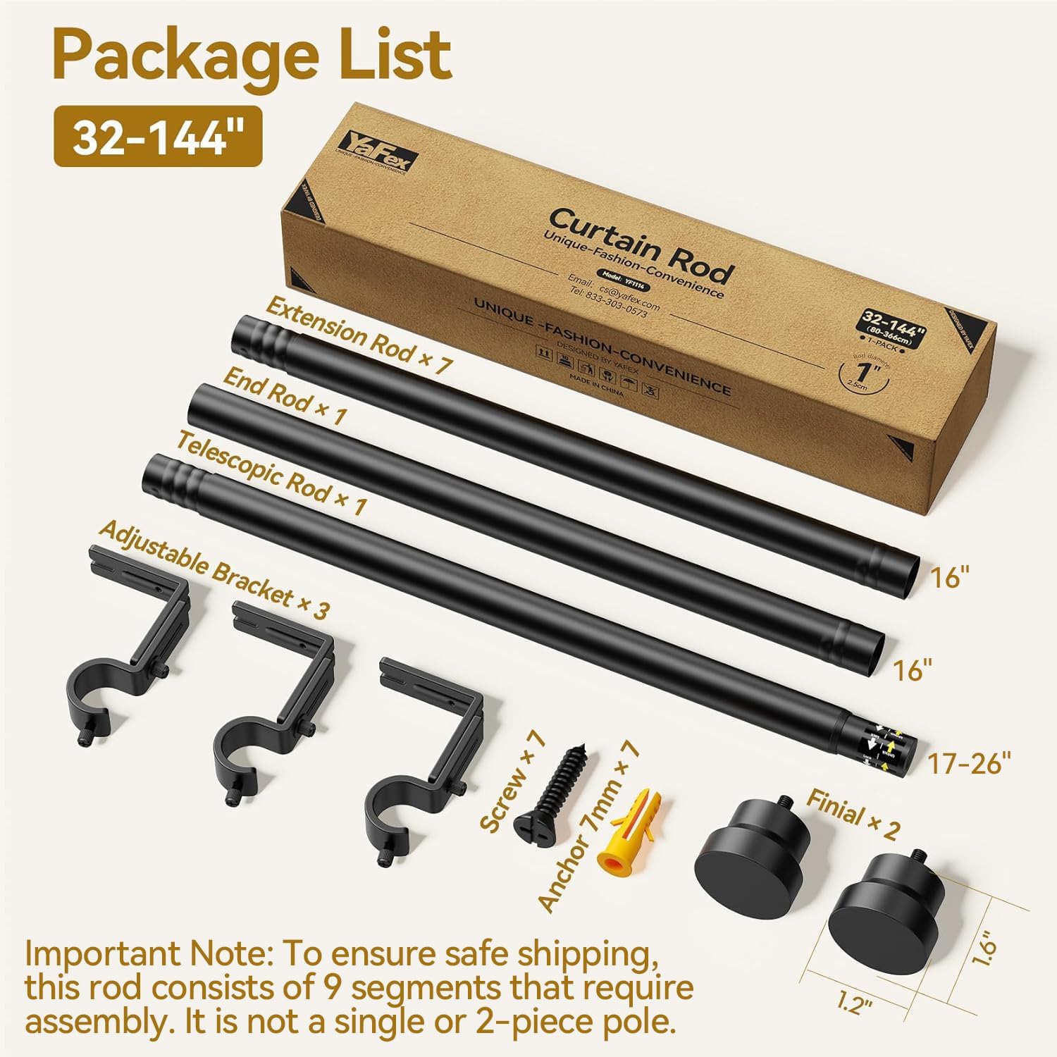 Thumbnail 5 de Yafex 32-144 Inch Curtain Rod