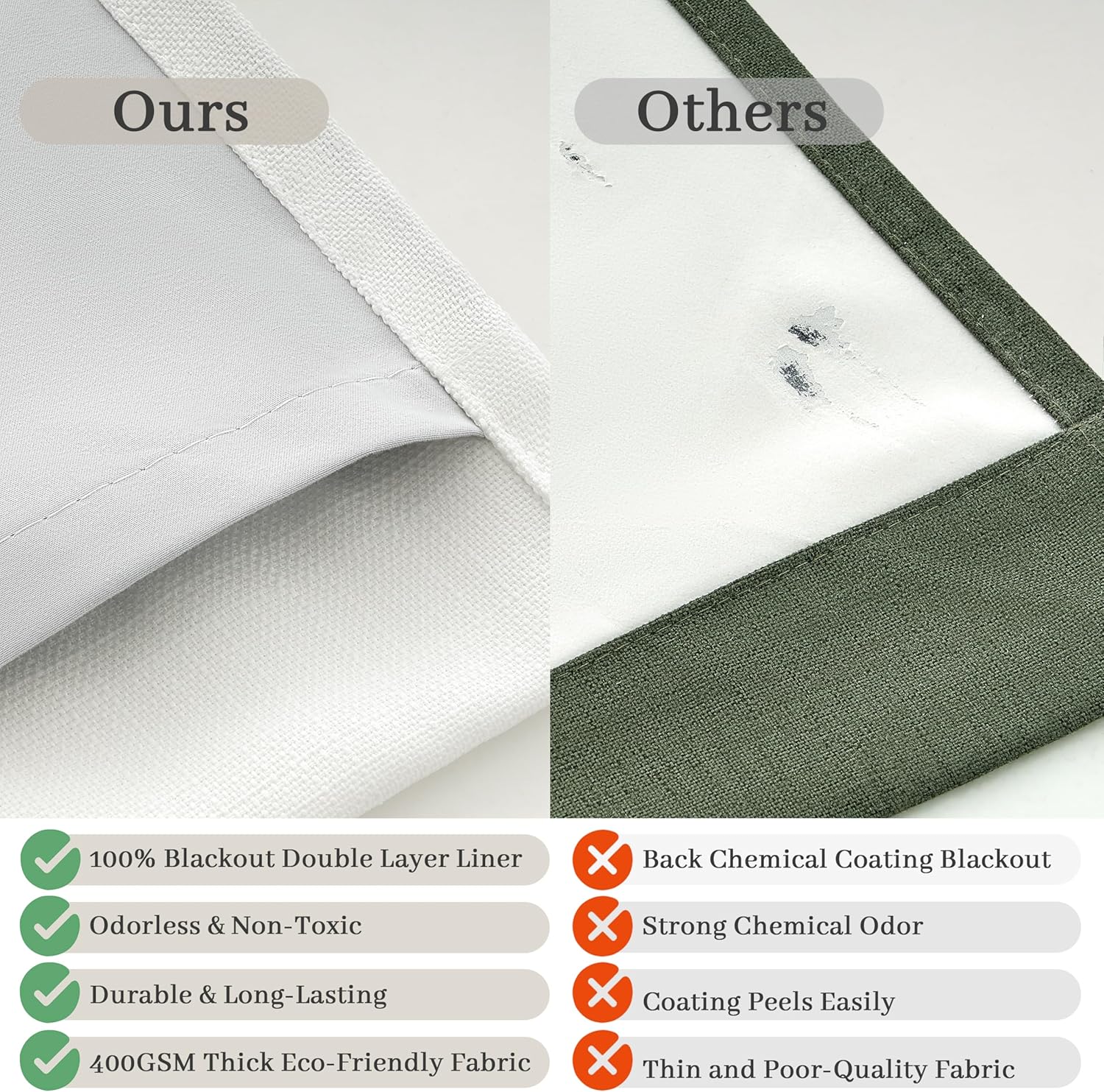 Thumbnail 4 de Linen Blackout Double Layer Curtains 72" L 🪟