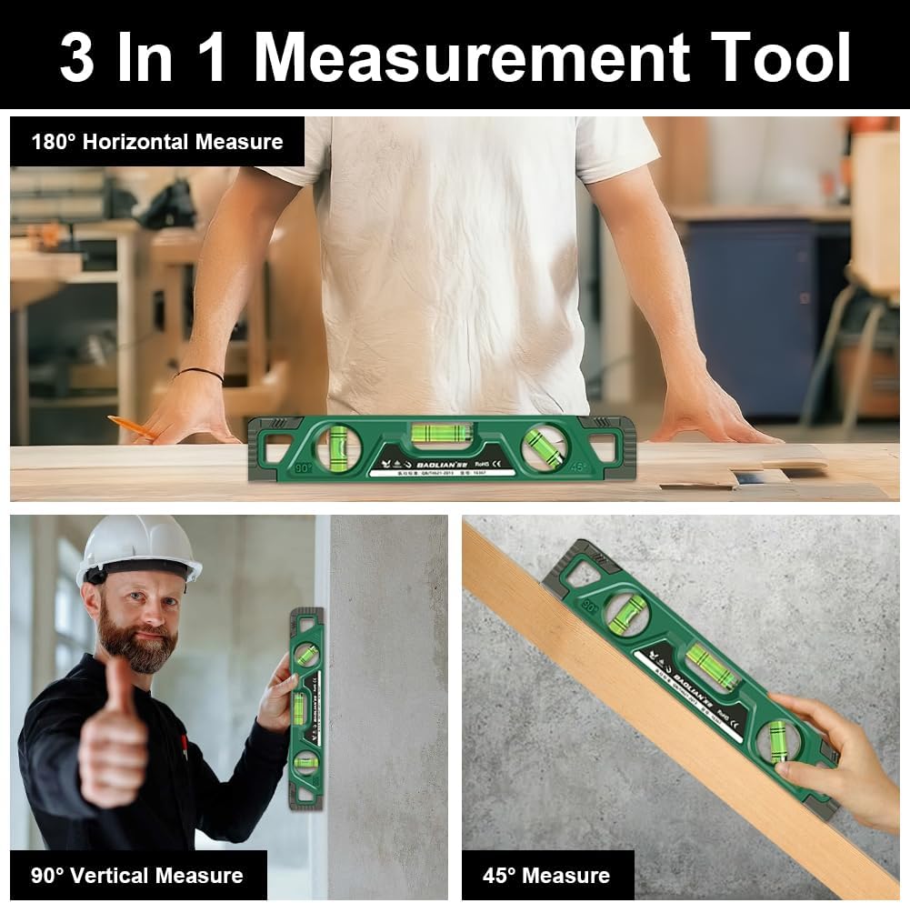Thumbnail 4 de Niveau à bulle magnétique Flintronic 230 mm avec 3 fioles (180°/90°/45°) en aluminium